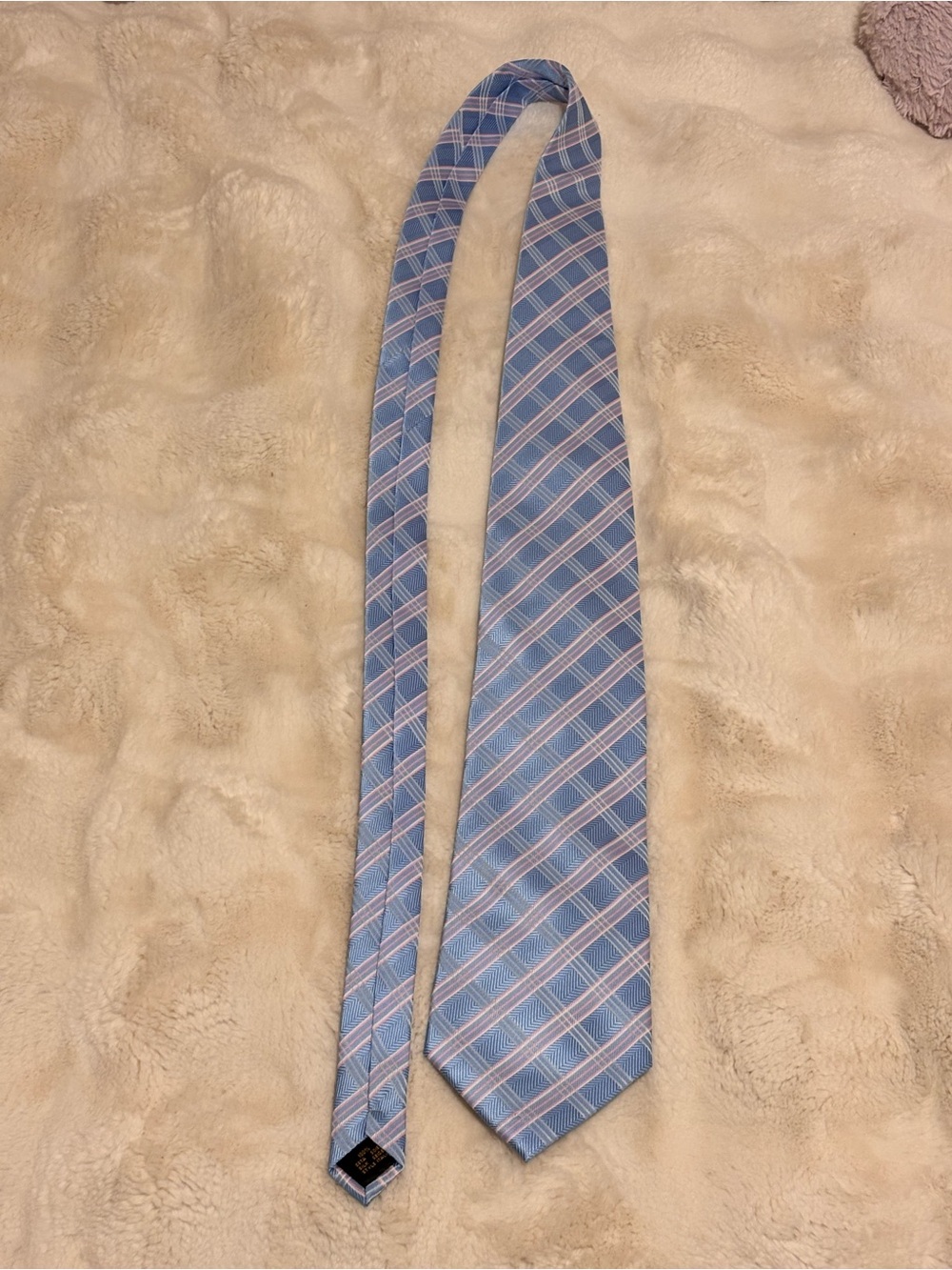 Zegna Light Blue Plaid Men's Tie - Classic Pattern